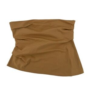 Open Edit Strapless Ruched Tube Top Women's Large Tan Fitted Stretch Top